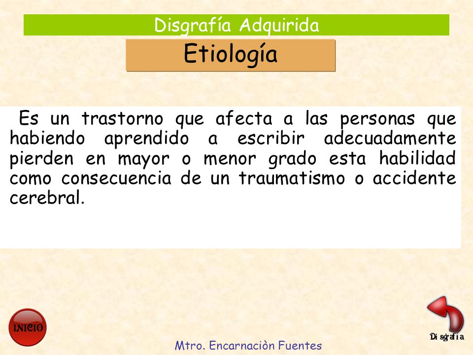 etiologia de la disgrafia
